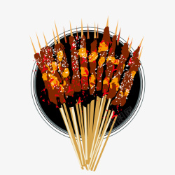 烤肉串卡通手绘烧烤食物高清图片