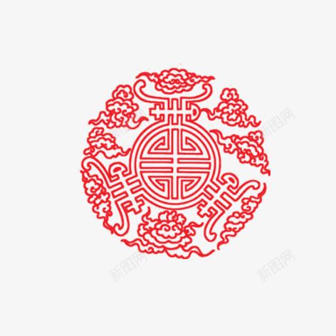 祥云剪纸png免抠素材_88icon https://88icon.com 新年 窗花 红色