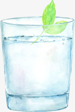 蓝色一杯水卡通手绘蓝色的水高清图片