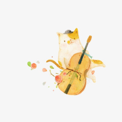 手提琴拉手提琴的可爱猫咪高清图片