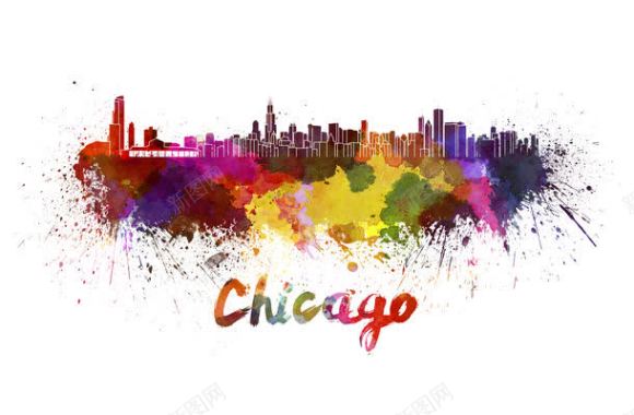 芝加哥插画背景