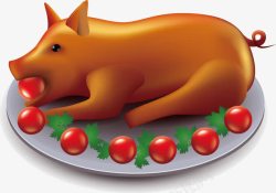 卡通猪肉烤乳猪矢量图高清图片