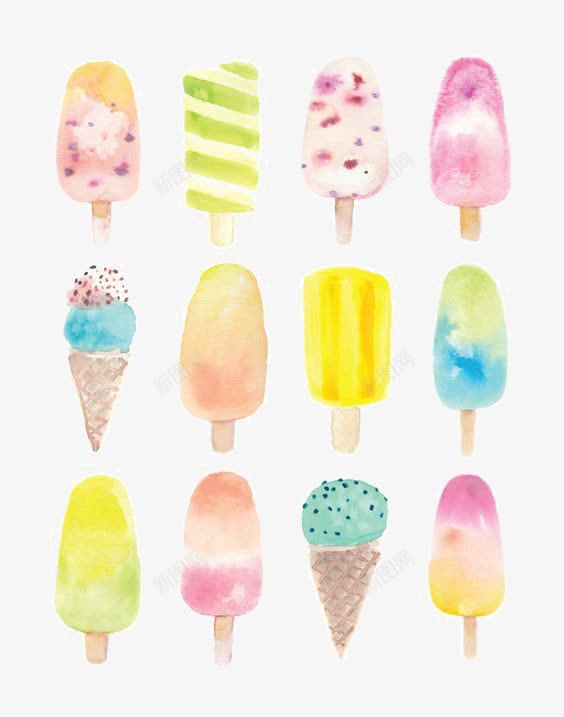 手绘冰棍png免抠素材_88icon https://88icon.com 冰棍 冰棒 冰淇淋 多种口味 菠萝口味