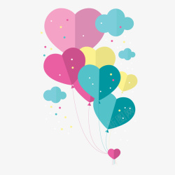 卡通彩色的爱心气球矢量图素材