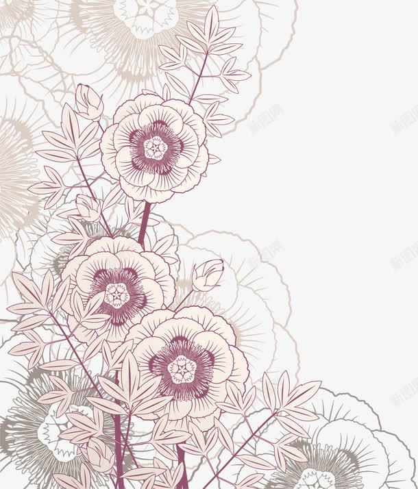 花卉png免抠素材_88icon https://88icon.com 封面设计 平面设计 底纹花纹 淡雅 素描 线条 背景 背景素材 花卉