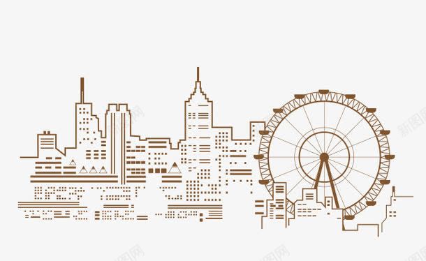 h5线条游乐场png免抠素材_88icon https://88icon.com h5素材线条房子 建筑 摩天轮 游乐场