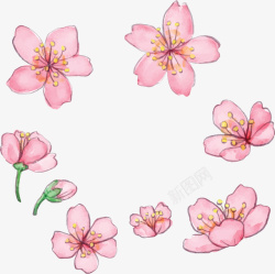 粉红浪漫樱花花纹矢量图素材