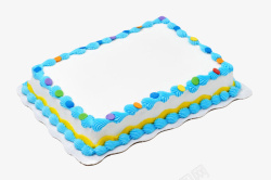 蓝白色蓝白色奶油长方形蛋糕实物高清图片