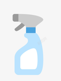 家用清洁手绘卡通蓝色空白清洗剂瓶子高清图片