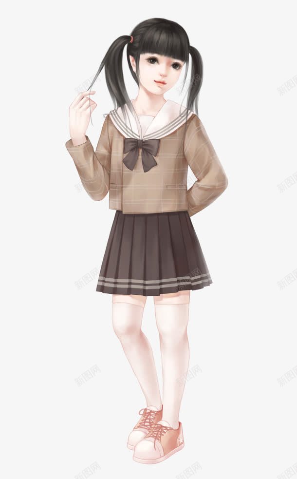 棕色学生服女孩png免抠素材_88icon https://88icon.com 女孩 学生 棕色