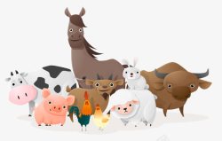 家庭构成可爱的动物家族卡通插画高清图片
