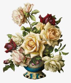 欧式手绘花卉花瓶素材