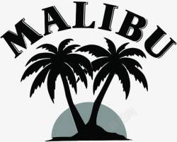 黑白椰子树MALIBU酒LOGO图标高清图片