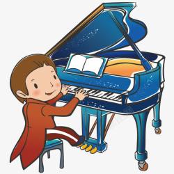 儿童弹钢琴在弹钢琴的男孩矢量图高清图片