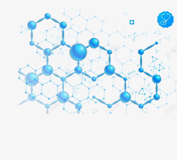 蓝色分子结构示意图矢量图ai免抠素材_88icon https://88icon.com 二氧化碳分子结构 分子结构图 卡通手绘 水彩 生物 矢量图 示意图 蓝色