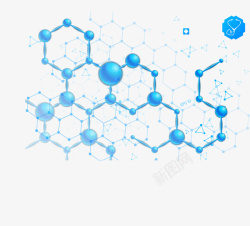 蓝色分子结构示意图矢量图素材