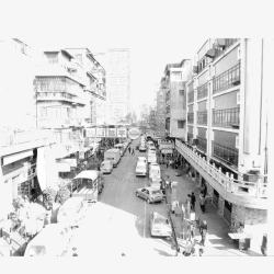 黑白老照片老香港街道素材