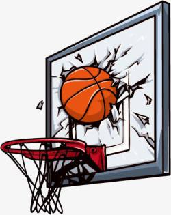 破碎的篮球架卡通图素材