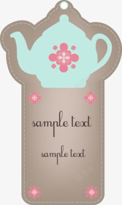 可爱花纹茶壶标签模板素材