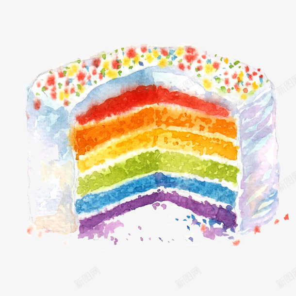 彩色的彩虹蛋糕矢量图ai免抠素材_88icon https://88icon.com 卡通 彩色 彩虹 手绘 水彩 蛋糕 食物 矢量图