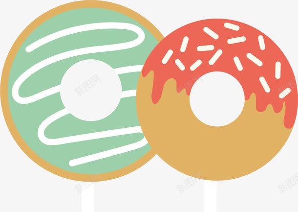 水彩甜甜圈食物png免抠素材_88icon https://88icon.com 卡通手绘 水彩 甜甜圈 绿色 美食 零食 食物