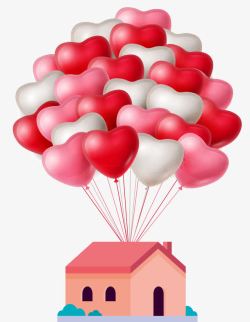 飞起的房子简约浪漫婚庆气球飞屋高清图片