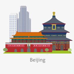 卡通扁平化北京旅游景点素材