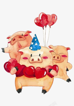生日蛋糕猪气球素材