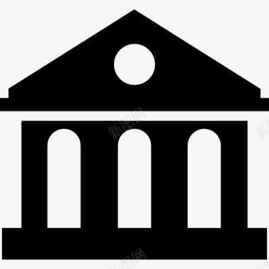 建筑剪影银行大楼的轮廓图标图标