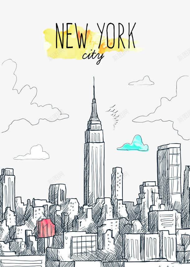 创意手绘纽约城市png免抠素材_88icon https://88icon.com 云 创意手绘纽约城市建筑群免费下载 地标 城市 外国 天空 美国