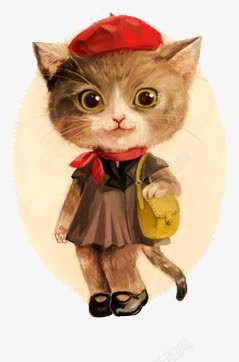 拟人猫咪素描手绘卡通小猫高清图片