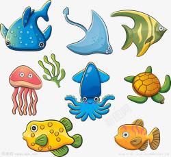 海底世界卡通卡通Q版海底水动物高清图片