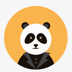橙色动物卡通圆形的熊猫头像高清图片