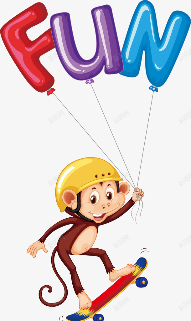 滑滑板的可爱猴子png免抠素材_88icon https://88icon.com fun 世界滑板日 可爱猴子 字母气球 开心 滑滑板