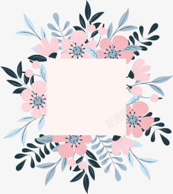 复古粉红花朵边框矢量图素材
