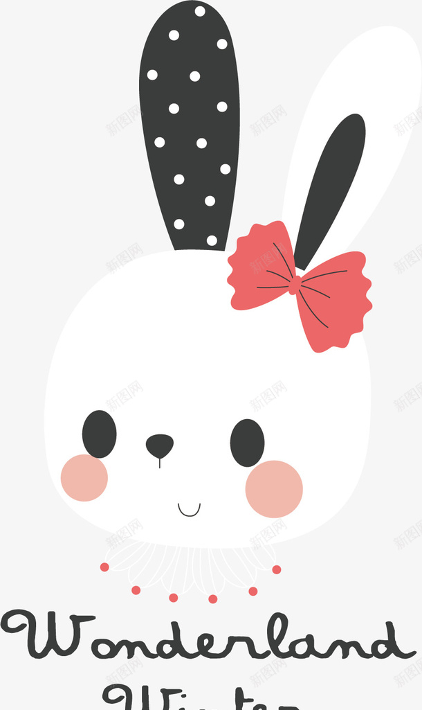 可爱的兔子头像矢量图ai免抠素材_88icon https://88icon.com 兔子 兔年 动物 可爱 呆萌 宠物 水彩 矢量图 粉色蝴蝶结