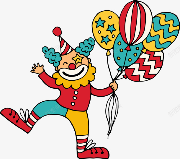 手绘卖气球的小丑png免抠素材_88icon https://88icon.com joker 可爱卡通 小丑 手绘 气球 气球小摊 矢量图案 马戏团