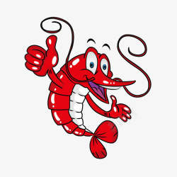 手绘可爱红色小龙虾动物素材