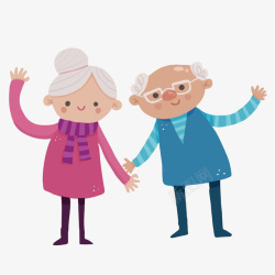 老年夫妇的生活一对扁平化的老年夫妇高清图片