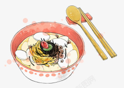 年糕汤手绘韩国年糕汤高清图片