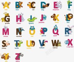木纹创意字母F艺术字卡通小动物和字母组合高清图片