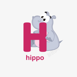 Hippo可爱河马字母矢量图素材