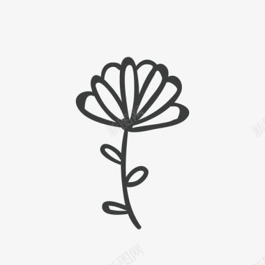浪漫花朵漂浮小清新手绘黑色花朵图标图标