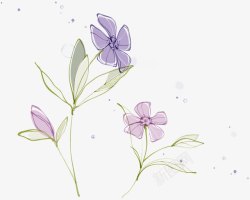 水彩手绘淡紫色简约小花素材