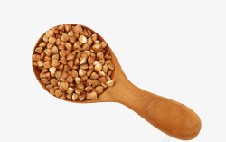 木头勺子里面的苦荞麦素材