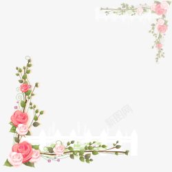 垂花粉色玫瑰花花框高清图片