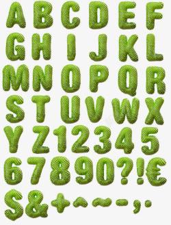绿色线条英文字母与数字素材