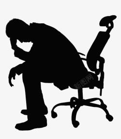 焦虑的人手绘剪影坐在椅子上焦虑的人图标高清图片