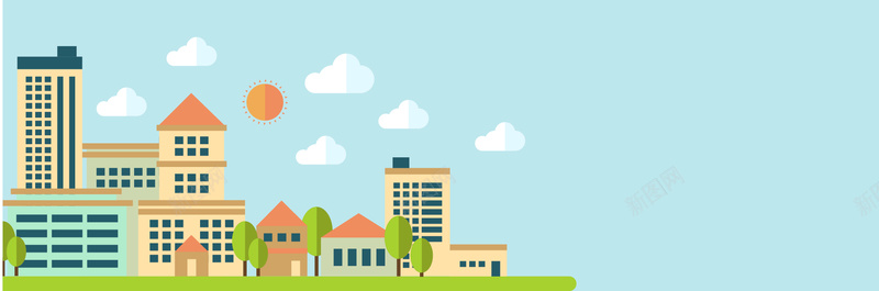 扁平化房子背景矢量图ai设计背景_88icon https://88icon.com 几何 建筑 彩色 房子 扁平 海报banner 渐变 矢量图