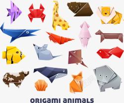 矢量折纸长颈鹿彩色折纸动物高清图片
